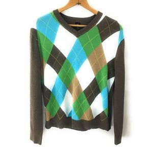 Gap Mens V-Neck Argyle Sweater, Medium